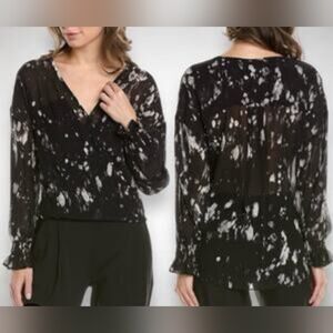 Allsaints Penny Ronnie Faux Wrap Light Top Blouse Size 6 EU 38 Women's Retro